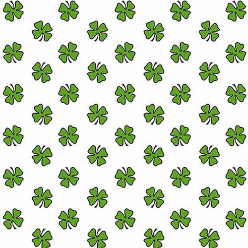 Shamrocks Irish Fabric 112cm Wide by Henry Glass Sold as FQ, 1/2m, 1m White