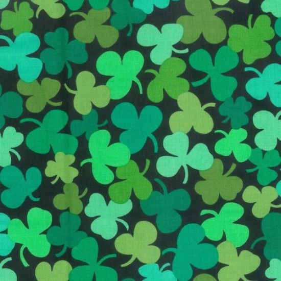 Shamrocks Irish Fabric 112cm Wide by Nutex Sold as FQ, 1/2m, 1m Green