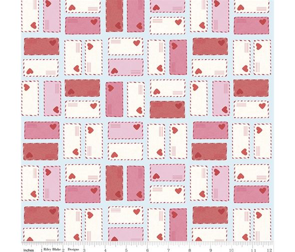Valentine Fabric Sugar and Spice Envelopes 112cm Wide by Riley Blake Sold as FQ, 1/2m Pink