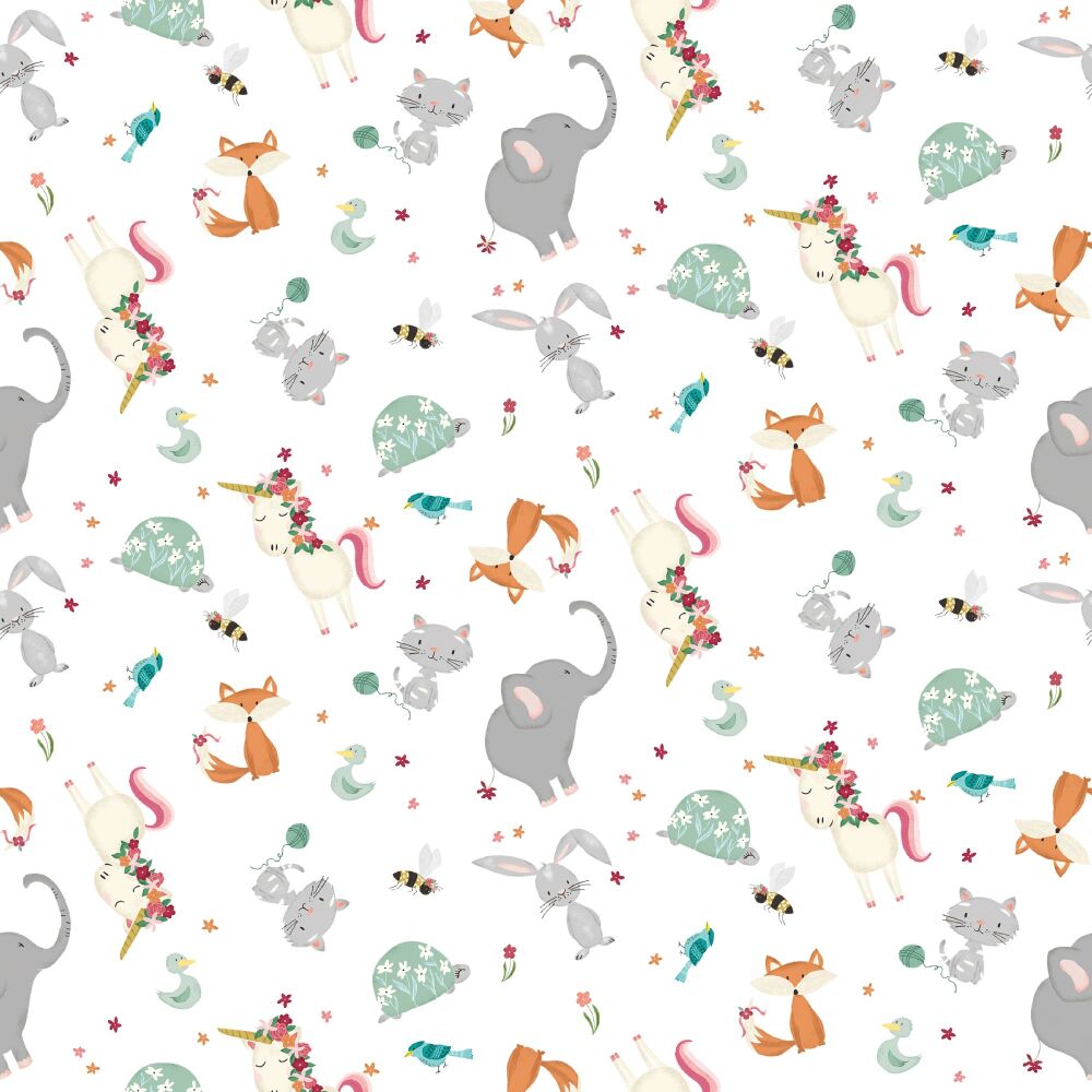 Animal Alphabet Letters Fabric Cream #4466MU P&B Textiles 112cm wide approx. Sold as FQ, 1/2m, 1m
