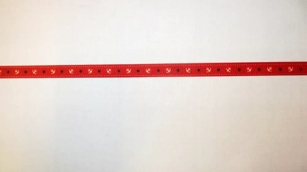 Anchors Grosgrain Ribbon 10mm Wide Sold per metre Red