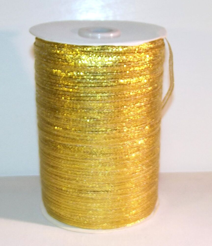 Lurex Glitter Ribbon 3mm Wide Sold per 5 Metre Length - Gold