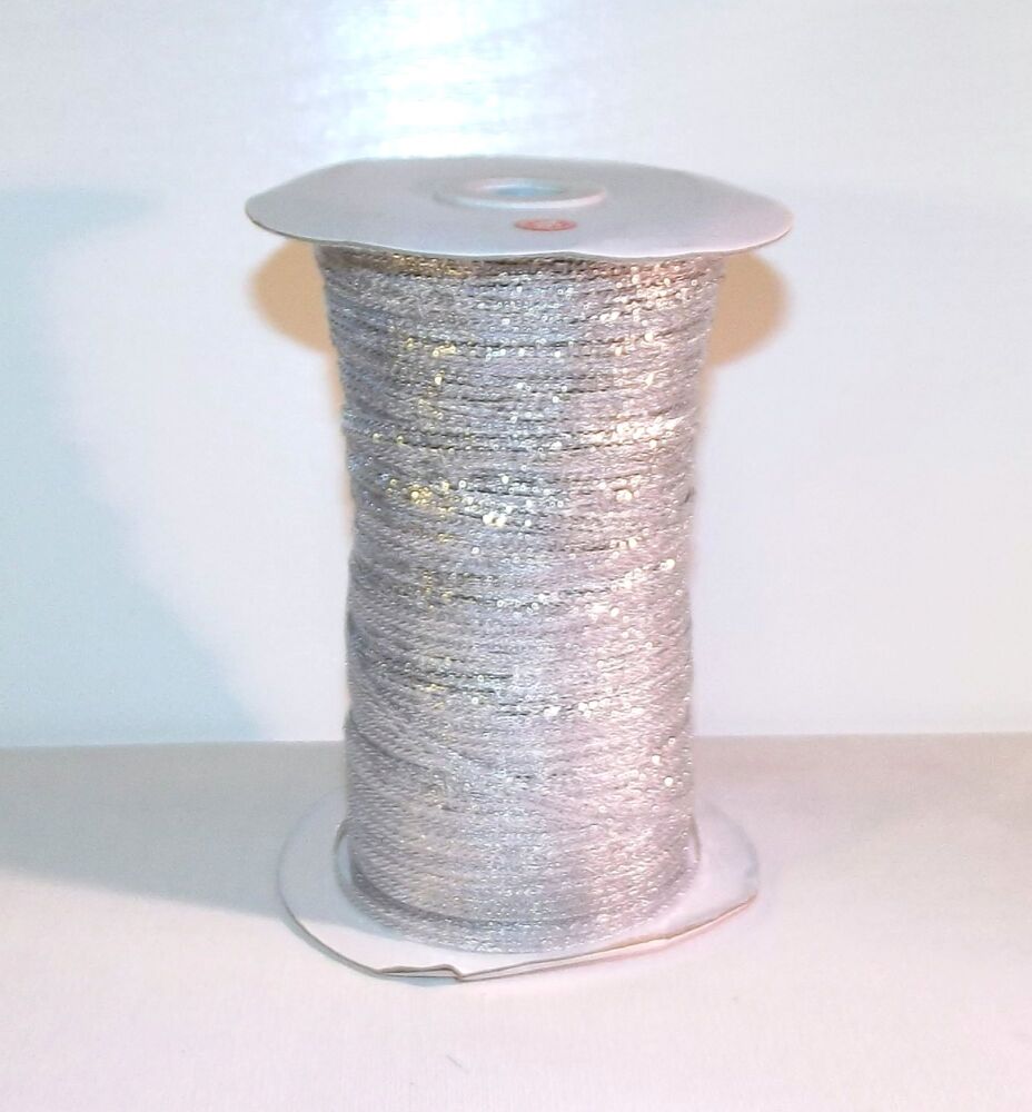 Lurex Glitter Ribbon 3mm Wide Sold per 5 Metre Length - Silver