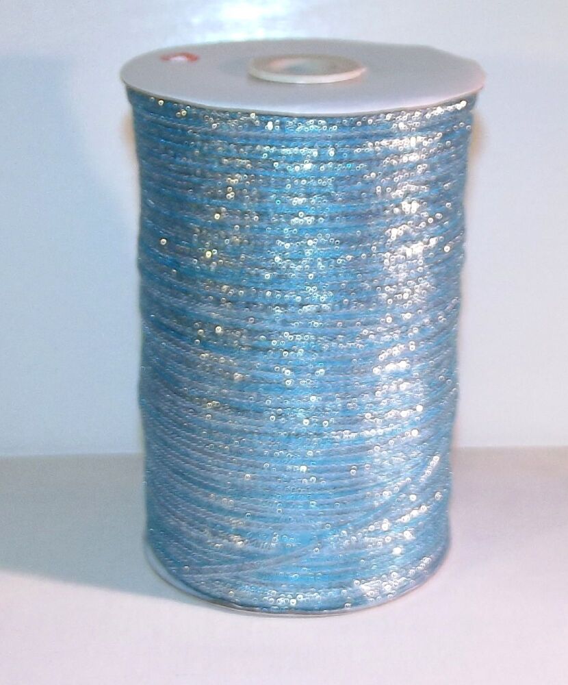 Lurex Glitter Ribbon 3mm Wide Sold per 5 Metre Length - Blue