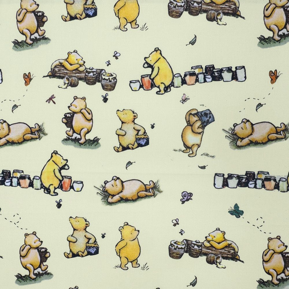 Winnie the Pooh Bear Fabric 112cm wide FQ, 1/2m 1m CPR068 Yellow