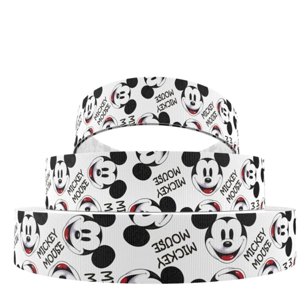 Mickey Mouse Grosgrain Ribbon 25mm Wide Sold per metre