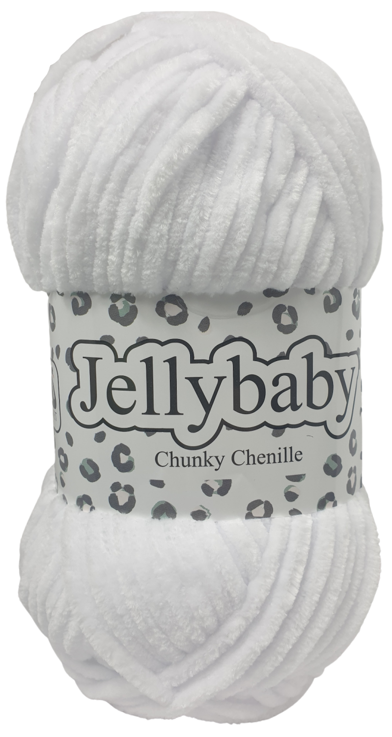 Cygnet Jelly Baby Chenille Yarn 100g White 001