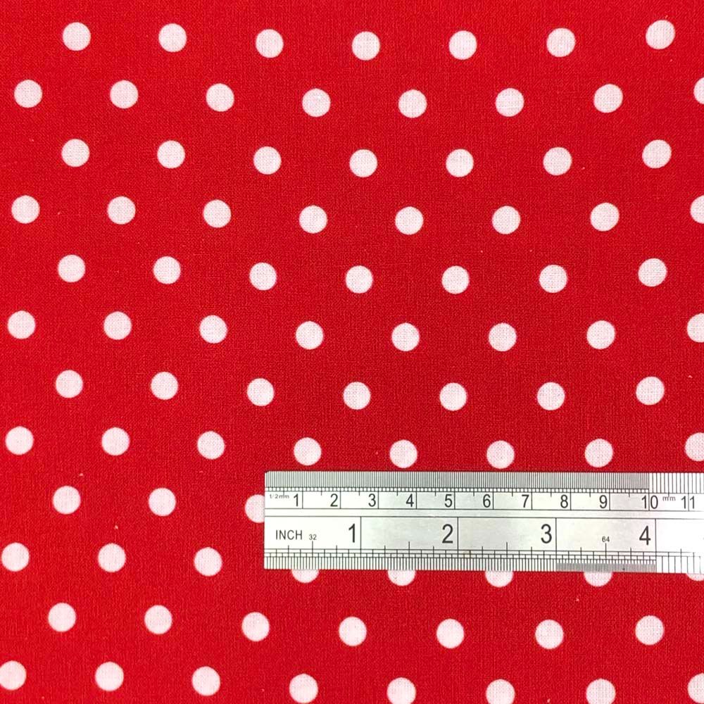 Polka Dot Fabric 8mm Dots #059 Cotton 112cms Wide Red