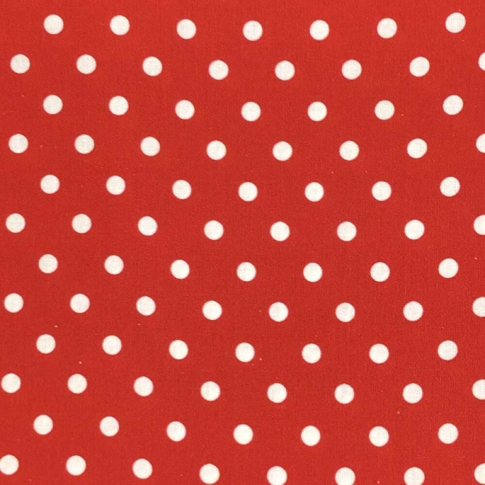 Polka Dot Fabric 8mm Dots #059 Cotton 112cms Wide Red