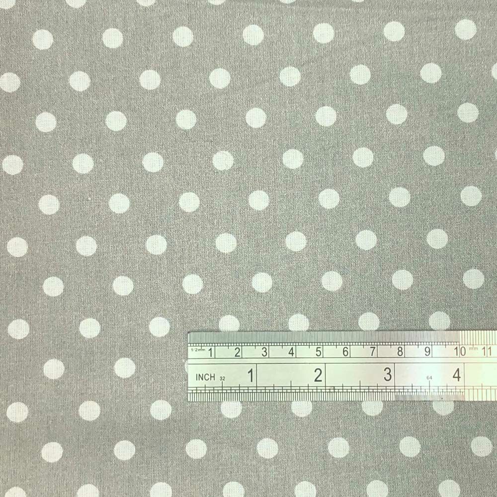 Polka Dot Fabric 8mm Dots #054 Cotton 112cms Wide Grey