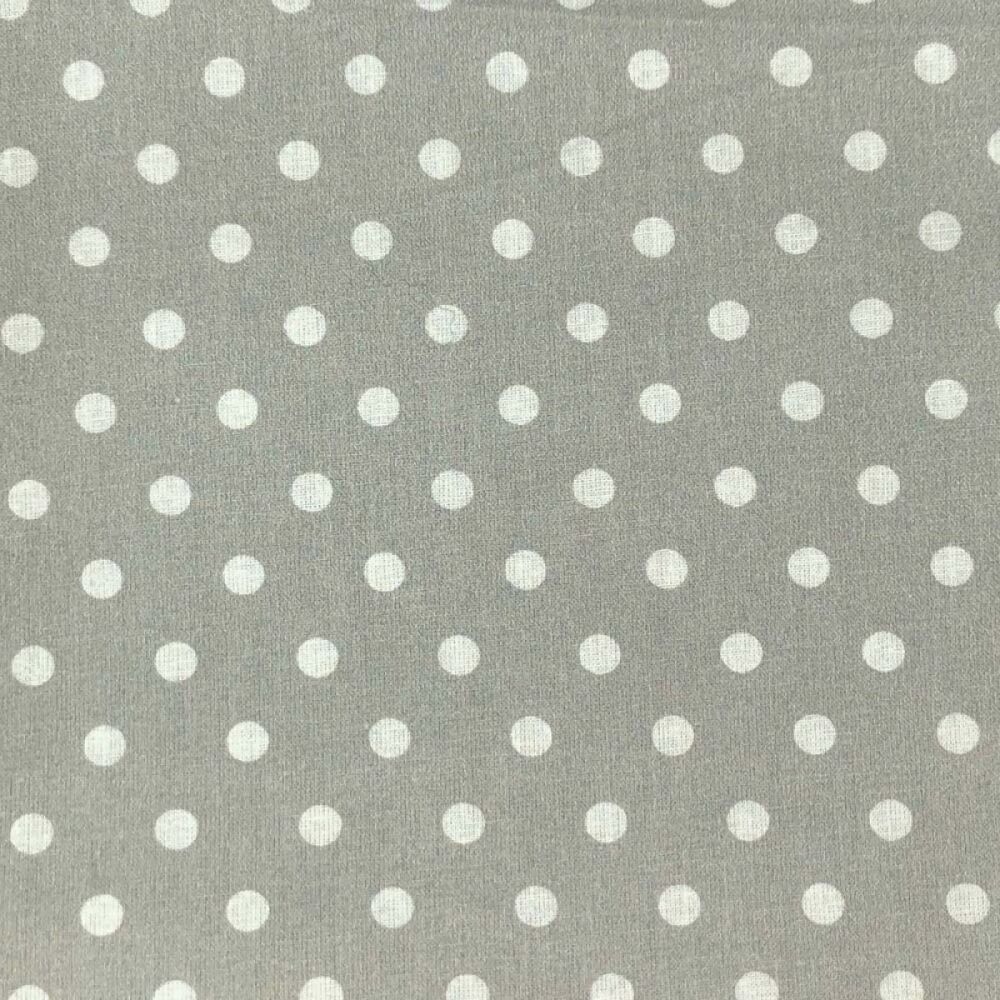 Polka Dot Fabric 8mm Dots #054 Cotton 112cms Wide Grey