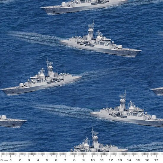 Naval Fabric 112cm Wide Sold as FQ, 1/2m or 1m 79130 104 Ships
