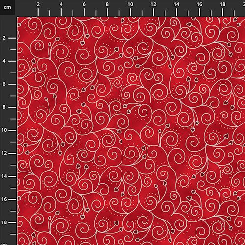 We Love Christmas Fabric 112cm Wide by Stof Sold as FQ, 1/2m, 1m Paisley Type Design Red and Silver 4952-423