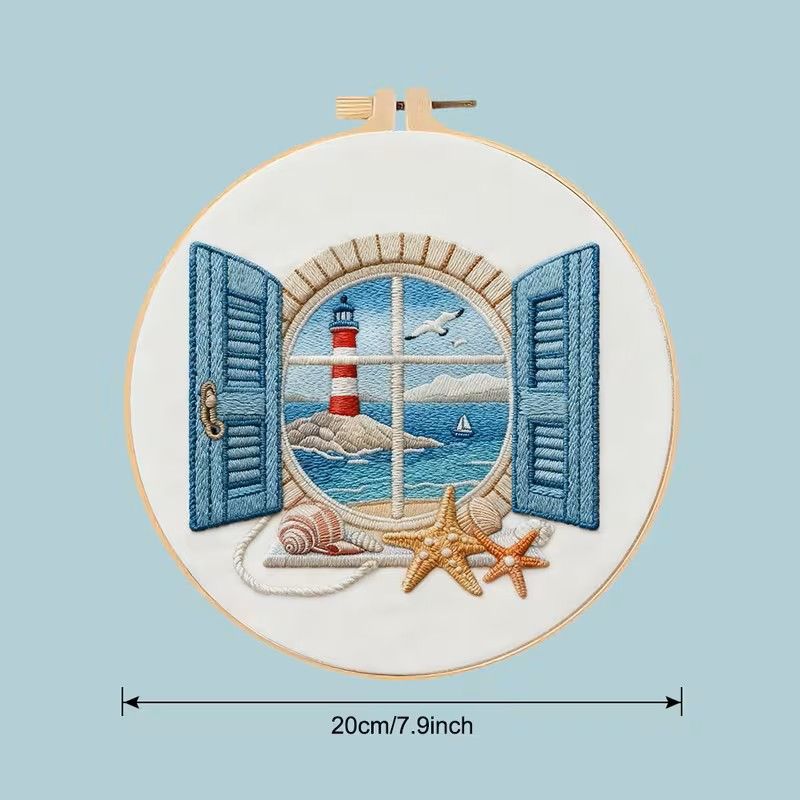 Embroidery Kit - Lighthouse View 20cm inc Hoop