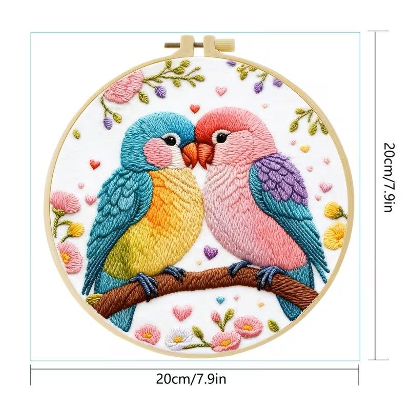 Embroidery Kit - Little Birds in Love 20cm inc Hoop