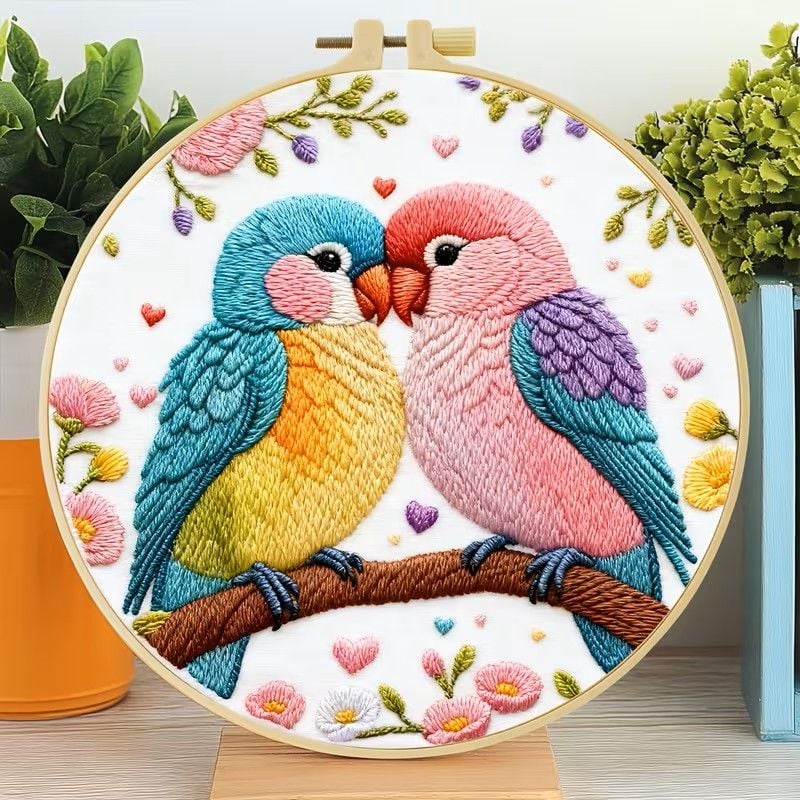Embroidery Kit - Little Birds in Love 20cm inc Hoop