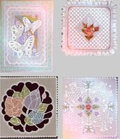 CC19 3D butterfly design (lots of work) 'Cushion' card with grid work and b