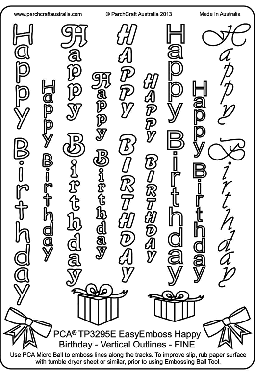 TP3295E 'Happy Birthday' Vertical Outlines Fine