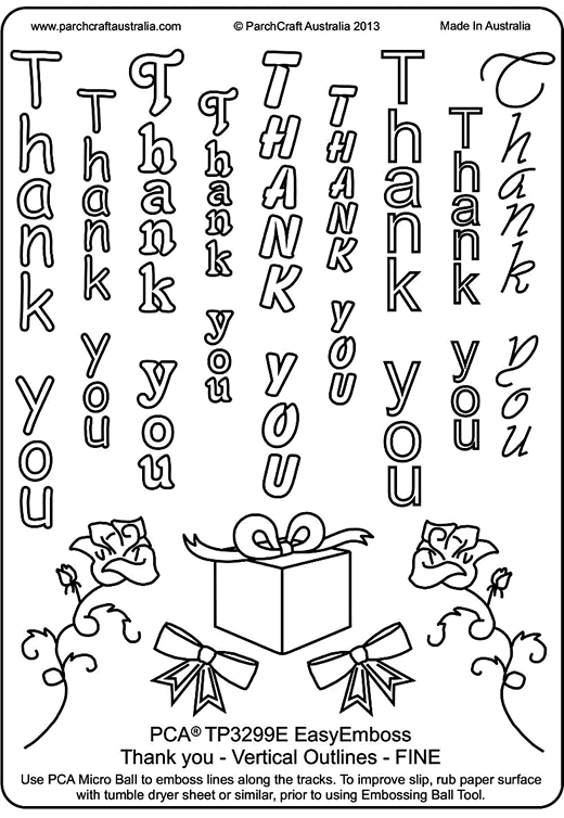 TP3299E 'Thank You' Vertical Outlines Fine