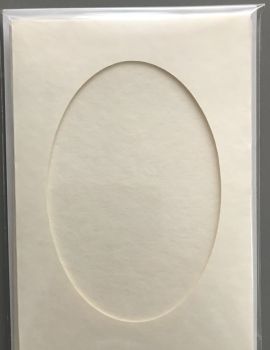 Trifold Mottled Cream Oval Aperture Cards & Envelopes (Pack of 5)