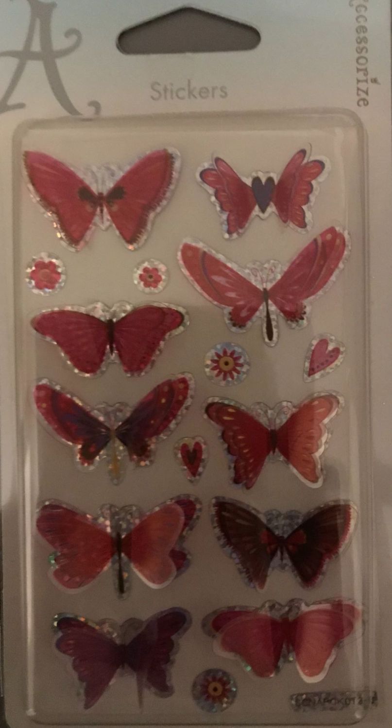 Shimmering Dimensional Stickers - Butterfly  Pink