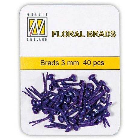 FLP-GB-008 Floral Glitter Brads 3mm Purple (40pcs)