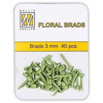 FLP-GB-005 Floral Glitter Brads Green 3mm (40pcs)