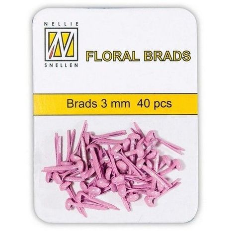 FLP-GB-003 Floral Glitter Brads Pink 3mm (40pcs)