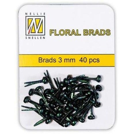 FLP-GB-001 Floral Glitter Brads Black 3mm (40pcs)