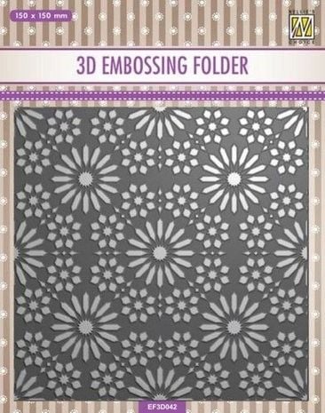 EF3D042 3D Embossing Folder Square Frame with Flower Pattern