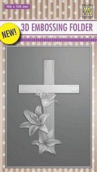 EF3D010 3D Embossing Folder Cross with Lilies