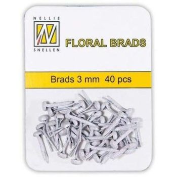 FLP-GB-002 Floral Glitter Brads White 3mm (40pcs)