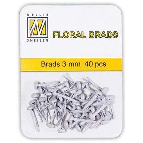 FLP-GB-001 Floral Glitter Brads White 3mm (40pcs)