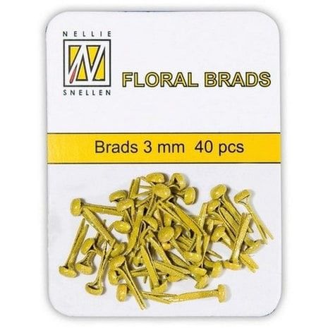 FLP-GB-009 Floral Glitter Brads Yellow 3mm (40pcs)