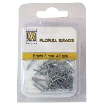 FLP-GB-011 Floral Glitter Brads Silver 3mm (40pcs)