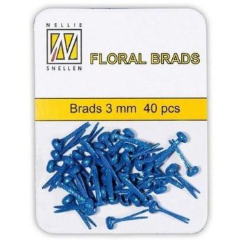 FLP-GB-010 Floral Glitter Brads Sapphire 3mm (40pcs)