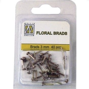 FLP-GB-012 Floral Glitter Brads Gold 3mm (40pcs)