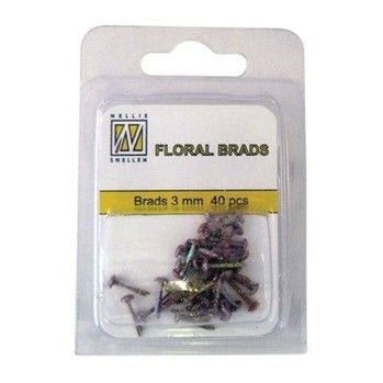 FLP-GB-014 Floral Glitter Brads Dark Brown 3mm (40pcs)