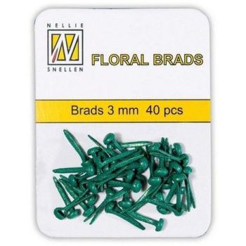 FLP-GB-007 Floral Glitter Brads Bottle Green 3mm (40pcs)