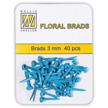 FLP-GB-004 Floral Glitter Brads Blue 3mm (40pcs)