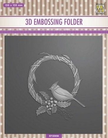 EF3D058 3D Embossing Folder Christmas Bird