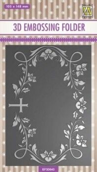 EF3D043 3D Embossing Folder Rectangle Blooming Twigs with Cross