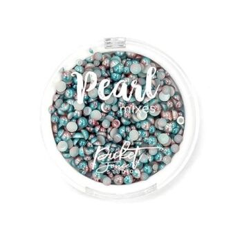 PM103 Aqua Blue & Rose Gold Flat-Backed Pearls