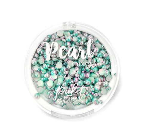 PM101 Aquamarine & Pale Pink Flat-Backed Pearls