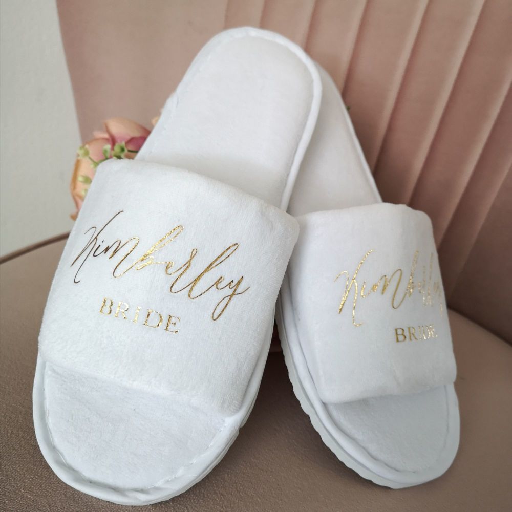Personalised Luxury Bridal Party Slippers. 