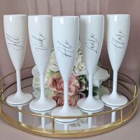 Personalised White Champagne Glasses