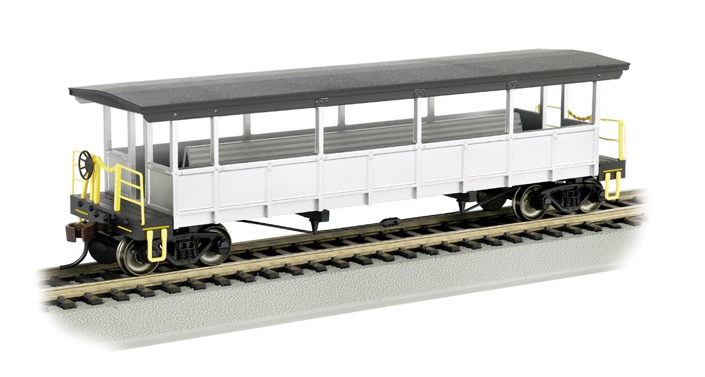 Painted Unlettered-Silver/Black - Open-Sided Excursion Car (HO)
