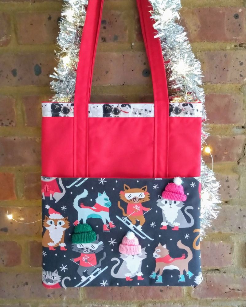 *LIMITED EDITION* Christmas Cats Shoulder Bag Raspberrycatdesigns.co.uk