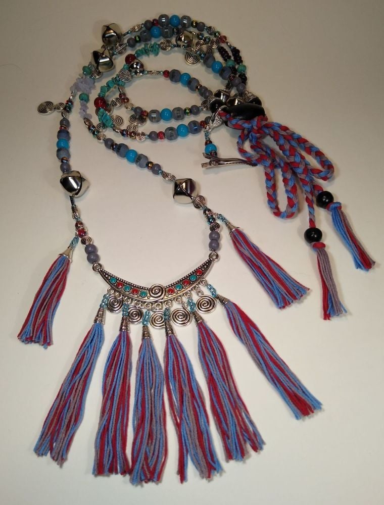 Rhythm Beads - Bohemian Spirals. Turquoise and Red. Cob to Full Size.