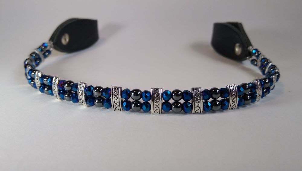 BROWBAND - HARMONY HEMATITE. Pony Size.